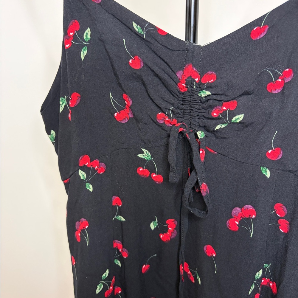 Cherry Print Black Dress